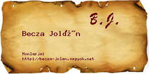 Becza Jolán névjegykártya